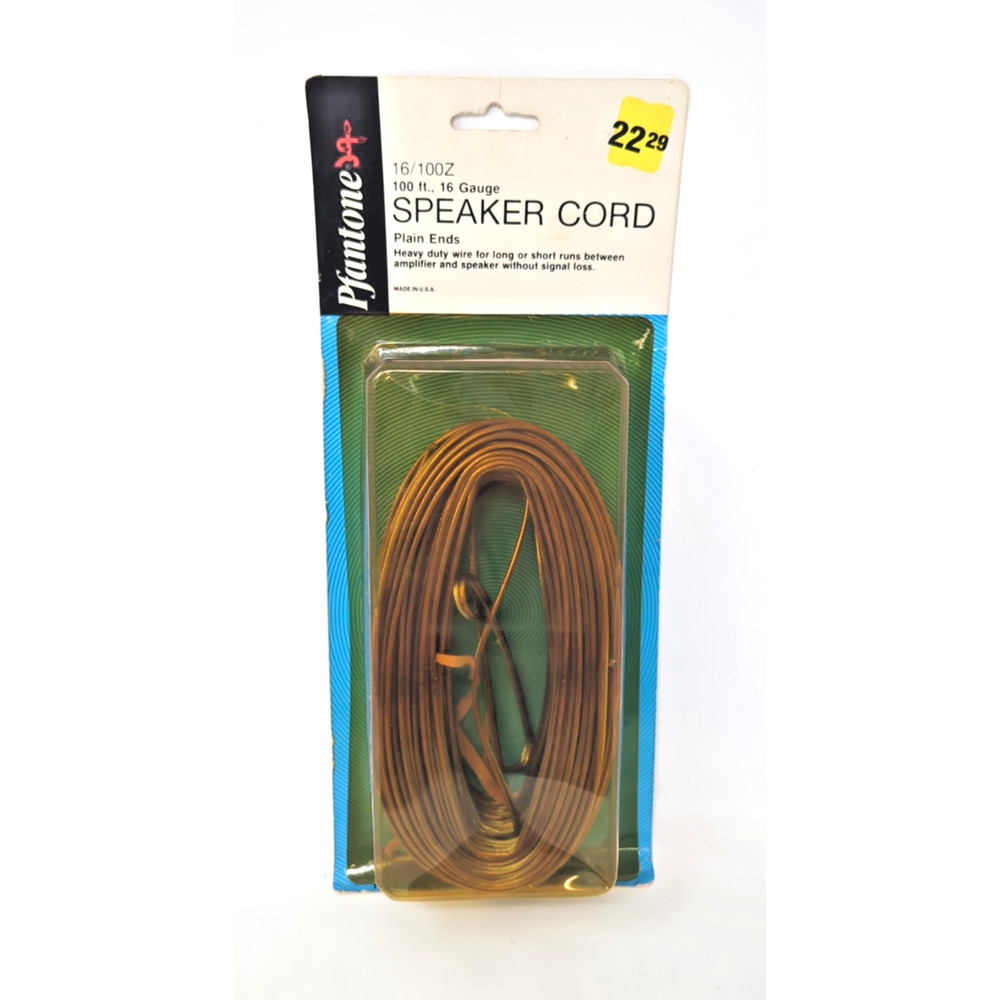 Pfantone VTG 100 ft Speaker Cord 16 Gauge Plain Ends Original Pkg!